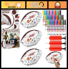 42 Pcs Customizable 10" Football Craft Set - 3 Balls, 36 Markers, 3 Inflators