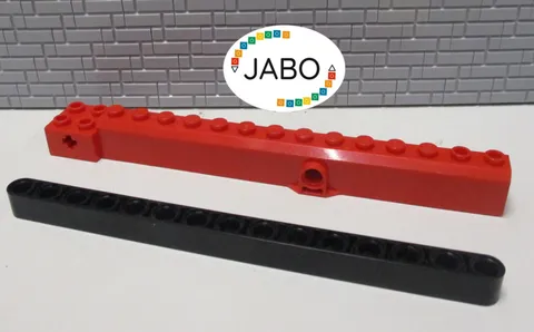 (J5/13/8) LEGO 257779 Boom Crane Arm Red with 32278 Lift Arm Black