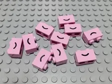 New LEGO Lot of 10 Bright Pink 1x2 Smile Decorated Brick Pieces