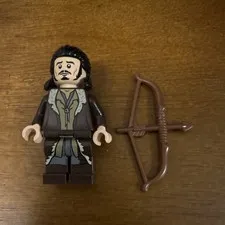 LEGO Hobbit Bard Minifigure Dark Brown Outfit Black Hair Bow & Arrow Accessory