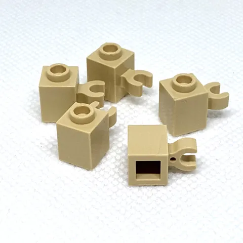 LEGO Parts - Tan Brick 1 x 1 Open O Clip (Vertical Grip) - No 60475b - QTY 5