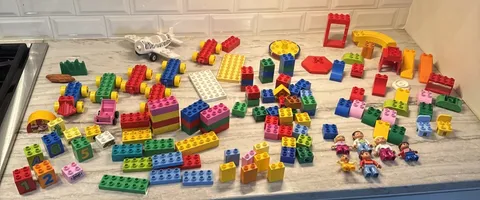 LEGO Duplo Building Blocks Lot of 100+ Bricks Figures Vehicles Airplane Train