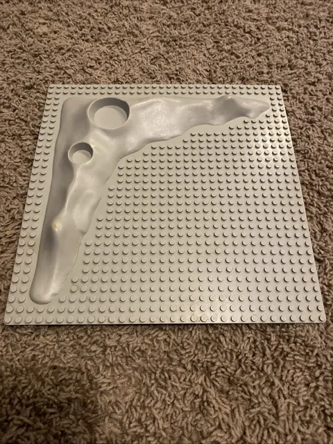 Vintage 1980s LEGO Base Plate Lunar Space Crater Moon Raise , Old Gray 3947a