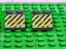 LEGO Slope 45 2x2 Black And Yellow 1999 - 2 Ct *Some Scratches