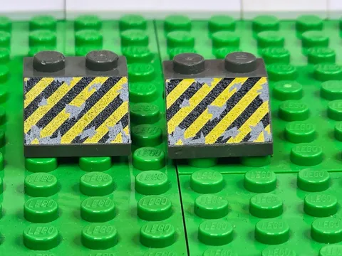 LEGO Slope 45 2x2 Black And Yellow 1999 - 2 Ct *Some Scratches