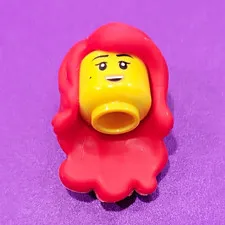 LEGO Minifigure Red Hairpiece & Yellow Dual-Sided Head, Custom Printed 2pc