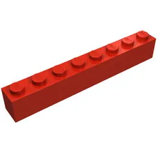 LEGO Part 3008 - Red Brick 1 x 8
