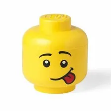 Lego Mini-Figure Storage Head Small Smiley Face Tongue Out 