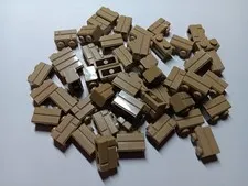 LEGO BULK LOT OF 52 DARK TAN 1X2 MASONRY PROFILE WALL BRICKS #98283