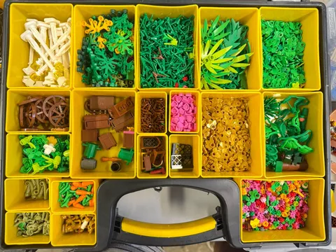 LEGO Botanical Plant Flower Foliage Parts HUGE Sorted Lot w/ Organizer Case