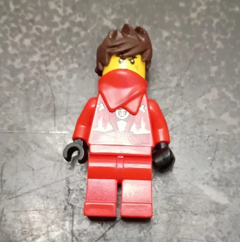 LEGO Red Outfit Minifigure w/ Bandana Mask, Brown Hair & Black Hands