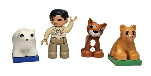 Lego Duplo Zoo Figures Zookeeper Lion Cub Polar Bear Brown Cat LOT OF 4