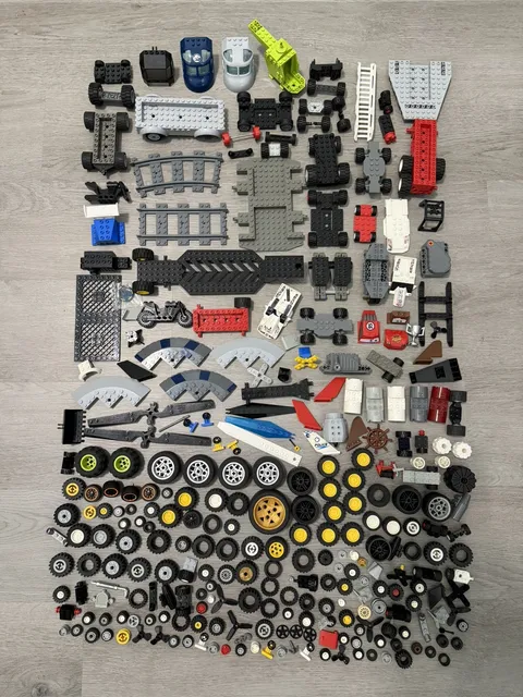 LEGO Bulk Vehicle Lot Wheels Tires Axles Chassis Train Airplane Boat Helicopter 