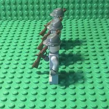 LEGO Soldier Lot of 3 Minifigures w/ Gray Helmets & Brown Rifles