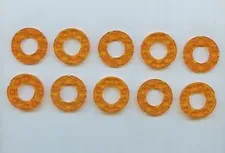 LEGO x 10 Trans-Orange Plate, Round 4 x 4 with 2 x 2 Round Open Center 11833
