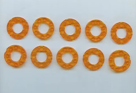 LEGO x 10 Trans-Orange Plate, Round 4 x 4 with 2 x 2 Round Open Center 11833