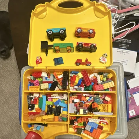 LEGO Yellow Portable Carrying Case, 6 Compartments, Plastic Storage