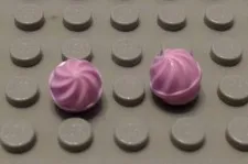 New LEGO Lot of 2 Bright Pink 1x1 Round Plate with Swirled Cupcake Ice Cream Top