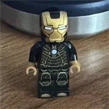 LEGO Iron Man Minifigure Black & Gold Suit w/ Helmet/Head & Clear Stud
