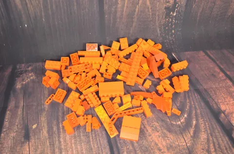 LEGO Bulk Lot 4.7 Ounces Building Bricks Blocks Genuine Bright Orange