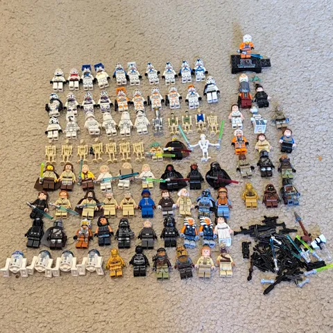 LEGO Star Wars Minifigure Lot Of 98 Rare Figures In Great Condition With Weapons