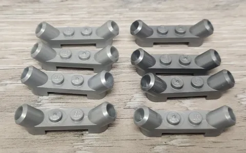 Lego 61072 Pearl Light Gray & Flat Silver Modified 1 x 4 Angled Tubes Lot Of 8