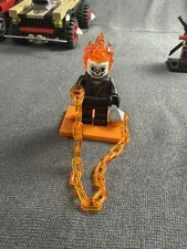 LEGO Marvel Ghost Rider Minifigure Trans-Orange Chain Fire Head sh0267 76058 