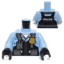 LEGO Minifigure Torso Police Officer Bright Light Blue Bullet Proof Vest 6252270