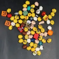 Lego Minifigure Heads Assorted Lot Of 70 Minifigs Parts MInecraft Star Wars City