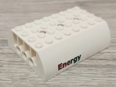 Lego 45411pb09 White Slope Curved 6 x 8 x 2 Double Energy Pattern Both Sides