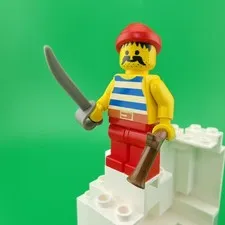 LEGO Minifigure Genuine Pirate Blue White Stripes pi076 set 6268 yr 1993