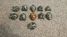 Lot Of 11 Lego Bionicle Kanohi Masks - 10 Silver And 1 Gold