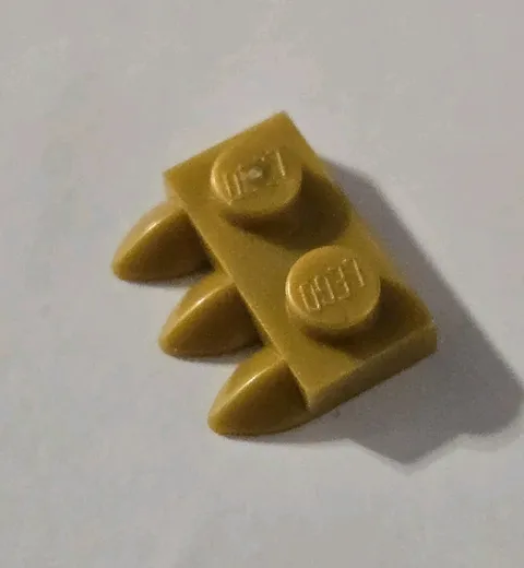 LEGO Parts - Pearl Gold Plate, Modified 1 x 2 with 3 Teeth - No 15208