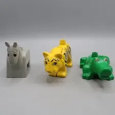 Lego Duplo Vintage Animal Figures Lot Of 3 Donkey Horse Alligator Tiger