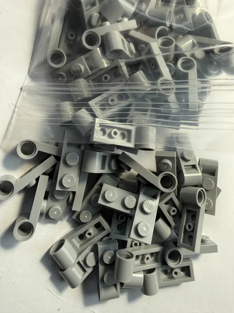LEGO-NEW-#3172-LIGHT BLUISH GREY-PLATE MOD/ 1 X 2/PIN HOLE END-10 PIECES