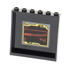 1x LEGO Panels 1x6x5 Black Sticker Katana Sword Red Set 70750 59349pb092