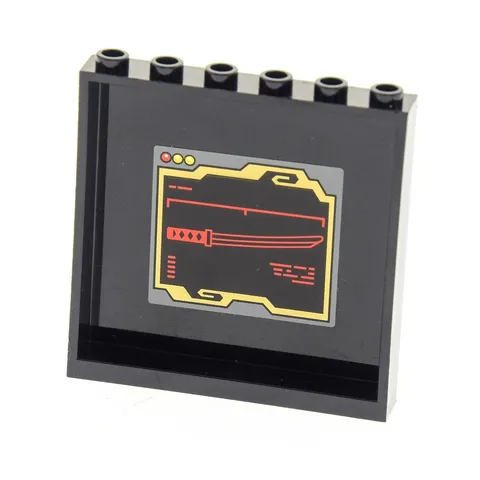 1x LEGO Panels 1x6x5 Black Sticker Katana Sword Red Set 70750 59349pb092