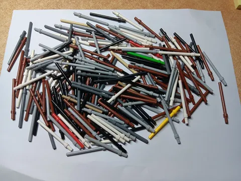 LEGO LOT OF 200 BARS WITH STOP RING 6L MIXED COLORS #63965