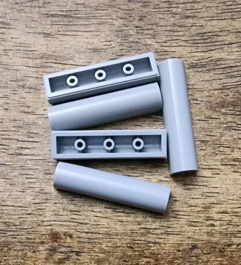 LEGO Light Bluish Gray Slope, Curved 1 x 4 x 2/3 Double. QTY 5. Part No. 79756