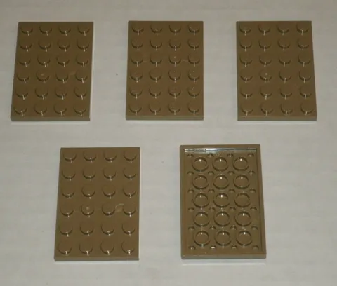LEGO NEW 4x6 Dark Tan Plate (5x) 6167894 Brick 3032