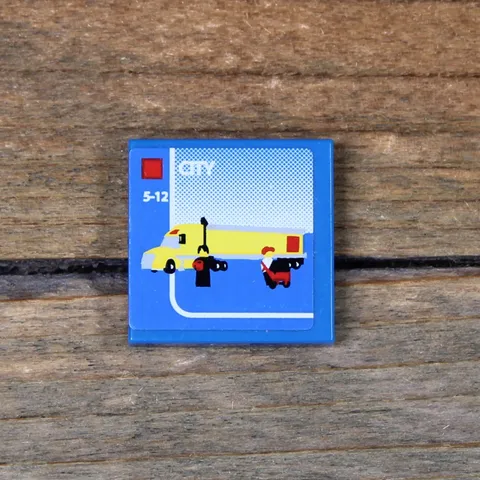 LEGO Blue Tile 2 x 2 with LEGO City Art Semi Truck Minifigure Pattern 3068pb0321