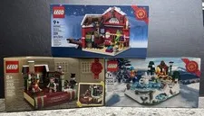 3 LEGO Christmas Sets 40410, 40416, & 40565: Dickens, Santa’s Workshop, Ice Rink