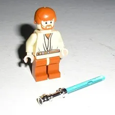 Lego Star Wars OBI-WAN KENOBI Light Nougat Dark Orange Hair Legs + Headset 7283