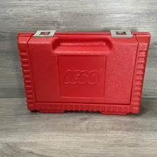 Vintage 1984 Red LEGO Carrying Case Storage Box Hard Plastic Portable Lift Top