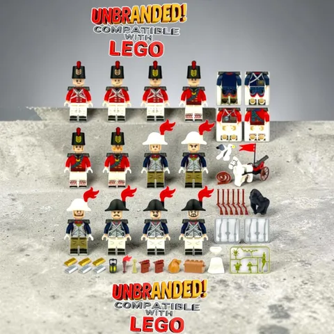 12x Figure Set British Redcoat French Bluecoat Soldier Minifigures Cannon Horse