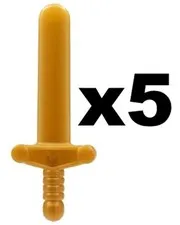 Lego 5 New 71034 Knight Minifig Pearl Gold Sword Weapon Elaborate Hilt Part D745