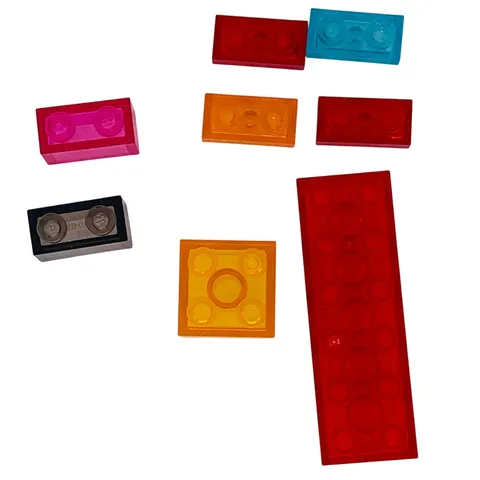 Transparent LEGOS Bricks 1x2 Red 2x2 Orange 6x2 Blue Black Pink Clear Blocks