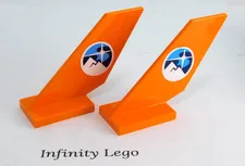 2 LEGO Orange Plane Tail Rudder 2x4x6 w/ Arctic Logo 2 Sides Sticker 6239 60193