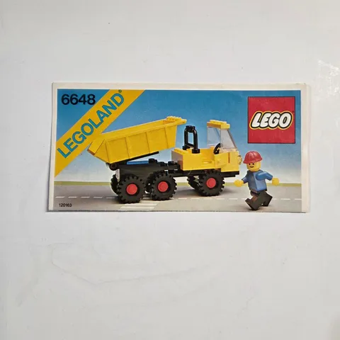 LEGO Instruction Manual 6648 Legoland Dump Truck Vintage 1980 Yellow Town Guide