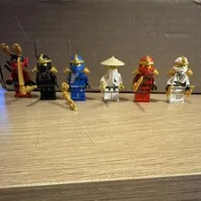 LEGO NINJAGO Minifigures Lot of 6 Gold Armor, Cole, Kai, Jay, Zane, Wu, Nya